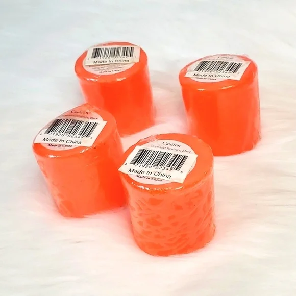 🆕️Vintage 90s 3D Textured Character Orange Halloween Wax Candles Set of Four 2" - Picture 10 of 14